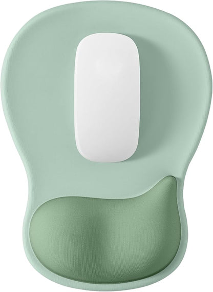 EooCoo Ergonomic Mouse Pad with Gel Wrist Rest Support Middle Concave Design, Relieve Wrist Pain Mousepad, Non-Slip Base for Laptop, Office Desk Accessories, Carpal Tunnel Syndrome-Avocado Green