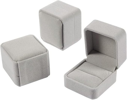 Juvale Velvet Ring Box Set of 6 - Grey, 2.5 x 1.7 x 2 in - Individual Ring Holders & Jewelry Storage Cases