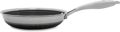 Hell's Kitchen Hybrid 8" Frying Pan, Tri-Clad Stainless Steel and Nonstick Ceramic PFAS Free, no PFOA, no PTFE, no Teflon, Non Toxic Cookware, Metal Utensil Safe, All Cooktops, Oven Safe