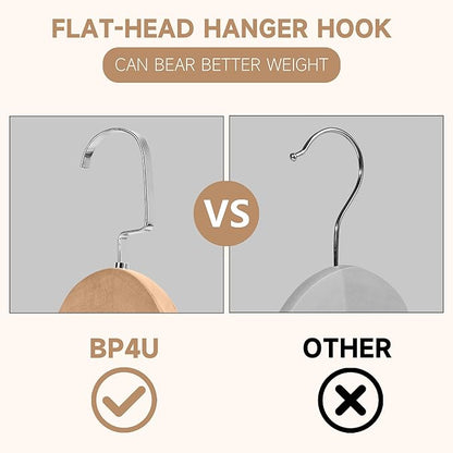 17.5" Wooden Suit Hangers with Non Slip Pants Bar, 12-Pack Wood Extra-Wide Shoulder Hangers with Flat-Head Hook for Suits, Coats, Jackets, Shirts, Pants, Heavy Clothes (Natural Wood)