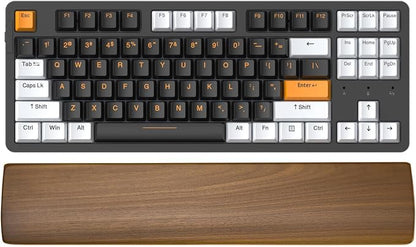 Walnut Wooden Wrist Rest for 87 Key Mechanical Keyboard | Ergonomic Design for Wrist Pain Relief, Smooth No Odor and Easy to Clean, Support Wrist to Coding Typing and Playing