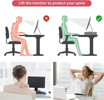 gianotter Desk Organizers and Accessories, Monitor Stand with Drawer and 2 Pen Holder, Desktop Organizer Suitable for Offices and Dormitories (Pink)