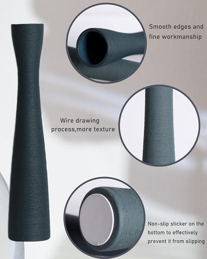 16.5 Inch Tall Skinny Ceramic Flower Vase, Dark Gray, 100% Handmade, Excellent Quality, Ideal for Home Decoration, Wedding, Birthday, Event, Centerpiece, Table, Floor Vase