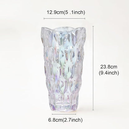 CEMABT 9.5inch 3.4 lb Glass Vases for Flowers Unbreakable Thickened Morden vase for Tables Centerpieces,Colorful,Vintage and Clear Rose Large Flower vases for Bouquet Unique Gifts（Colorful）