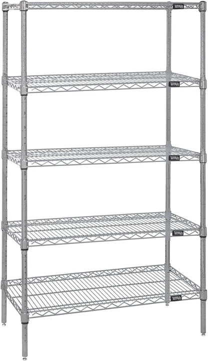 Quantum Storage Systems WR63-1860S-5 Wire Shelving Starter Kit, 60" W x 18" D x 63" H, 600 lbs Capacity, Stainless, Stainless, NSF