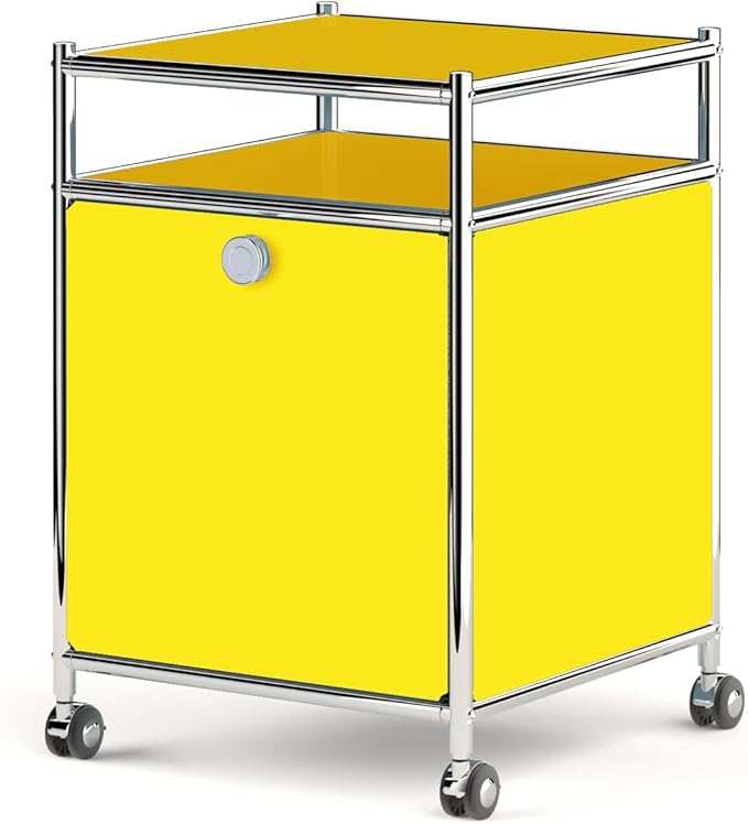 Simplink Matte Storage Cart with Flap Door, Large Capacity Storage Cart with Detachable Wheels, DIY Modern Home Furnishing, Great for Home, Office, Bedroom, Kitchen (Matt Yellow)