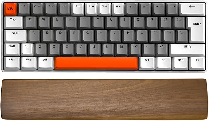 Walnut Wooden Wrist Rest for 60-68 Key Mechanical Keyboard | Ergonomic Design for Wrist Pain Relief, Smooth No Odor and Easy to Clean, Support Wrist to Coding Typing and Playing