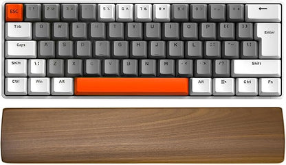 Walnut Wooden Wrist Rest for 60-68 Key Mechanical Keyboard | Ergonomic Design for Wrist Pain Relief, Smooth No Odor and Easy to Clean, Support Wrist to Coding Typing and Playing