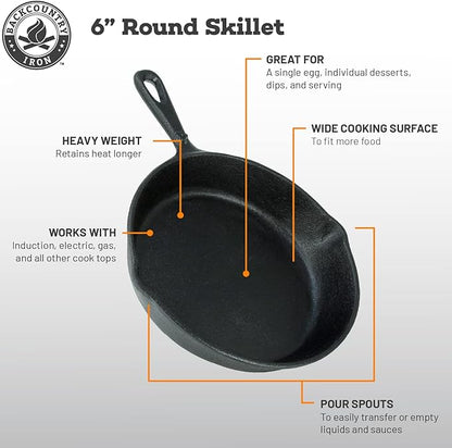 6-1/2 Inch Round Small Pre-Seasoned Cast Iron Skillet
