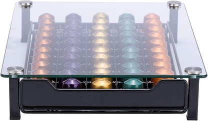 Coffee Pod Storage Holder Capsules Originaline Drawer Organizer, Crystal Tempered Glass (50 pods)
