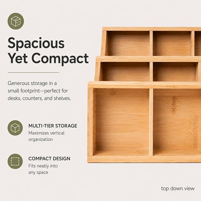 Theodore Tea Bag Organizer – Wooden Tea Organizer and Storage for Home, Kitchen, Office – 180 Tea Bag Holder - Vertical Display Tea Box. Also for Coffee Pods, Sugar, Sweeteners and Creamers.