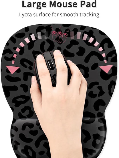 EooCoo Ergonomic Mouse Pad with Wrist Support, Mousepad with Memory Foam Wrist Rest and Non-Slip Base for Computer, Cafe, Home & Office, 9.64 x 8.26 in Office Desk Accessories