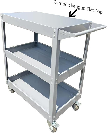 HIGOOD Heavy Duty Service Utility Cart,3 Shelf Steel, 800-Pound Capacity, 35.6 x 18.1x38-Inch