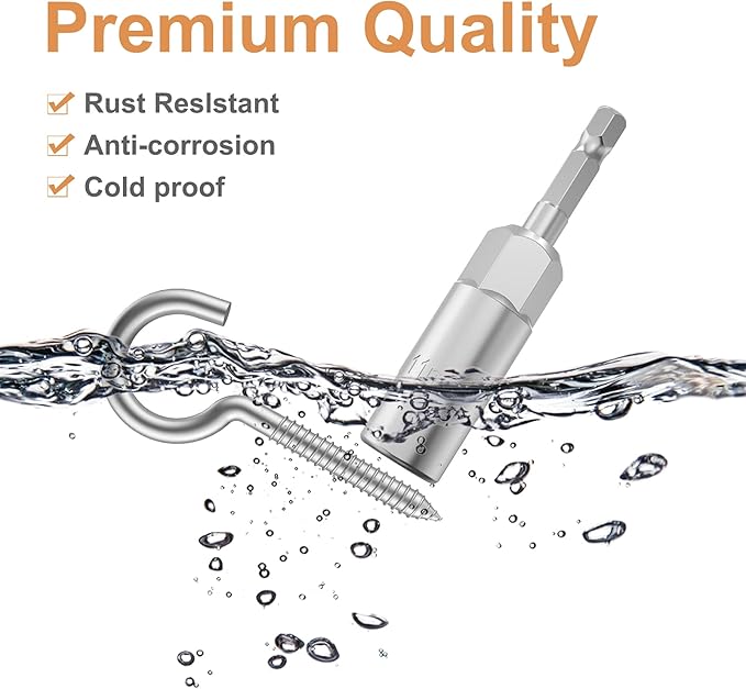 Stainless Steel Storage Hook (26 pcs), Heavy-Duty Metal Hooks, Rust-Resistant Eye Hooks with Wood Terminal Ring, 304 Screw-in Hooks for Indoor and Outdoor Use