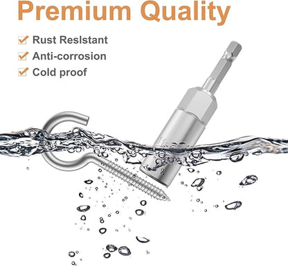 Stainless Steel Storage Hook (26 pcs), Heavy-Duty Metal Hooks, Rust-Resistant Eye Hooks with Wood Terminal Ring, 304 Screw-in Hooks for Indoor and Outdoor Use