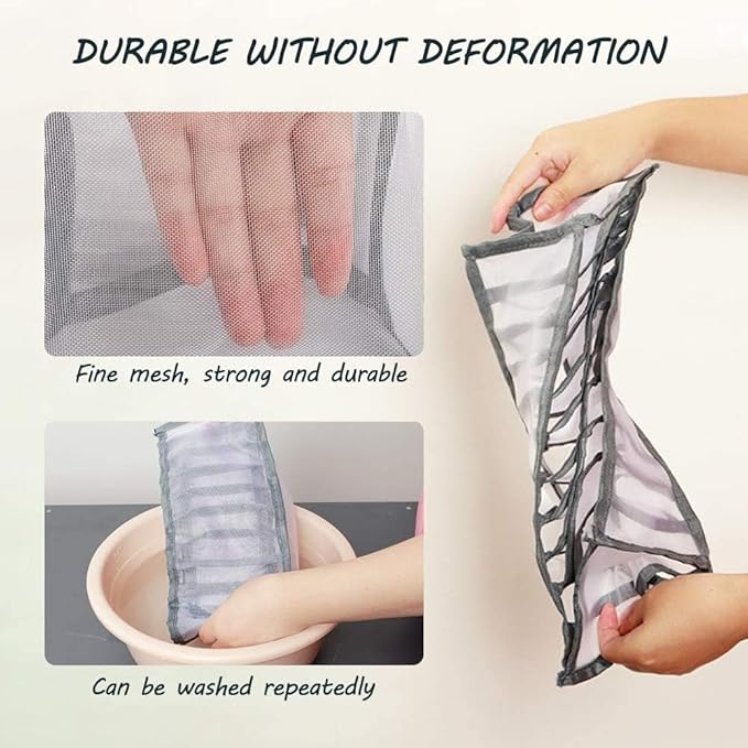TOPARCHERY 3 Set Underwear Organizer, Foldable Bra Underwear Drawer Organizer Divider Bins for Underwear, Socks, Ties, Bras, Underwear Storage Compartment Box (Gray)