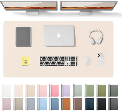 YSAGi Leather Desk Protector, Office Mat, Large Mouse Mat, Non-Slip PU Leather Blotter, Laptop Desk Pad, Waterproof Writing Pad for Office and Home (Cream, 47.2" x 23.6")