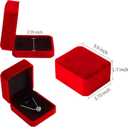 Lamoutor 15Pcs Velvet Necklace Pendant Gift Box Jewelry Gift Box (Red)