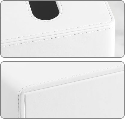MEIBOOCH PU Leather Tissue Box Cover Square Tissue Box Holder with Magnetic Closure (White)