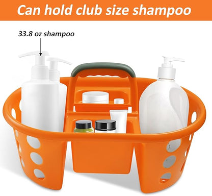 Large Shower Caddy Portable 2PC - Made in USA Plastic Jumbo Size Dorm Storage Candy Tote with Handle Shower Organizer for Bathroom, Pantry, Kitchen, College Dorm, Orange