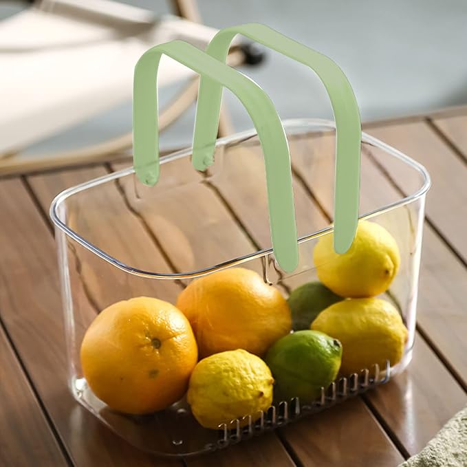 Portable Shower Caddy, Plastic Storage Basket with Handle Box Organizer Bin Drainage Toiletry Tote Bag for Bathroom, Kitchen, College, Gym, Camp (Green)