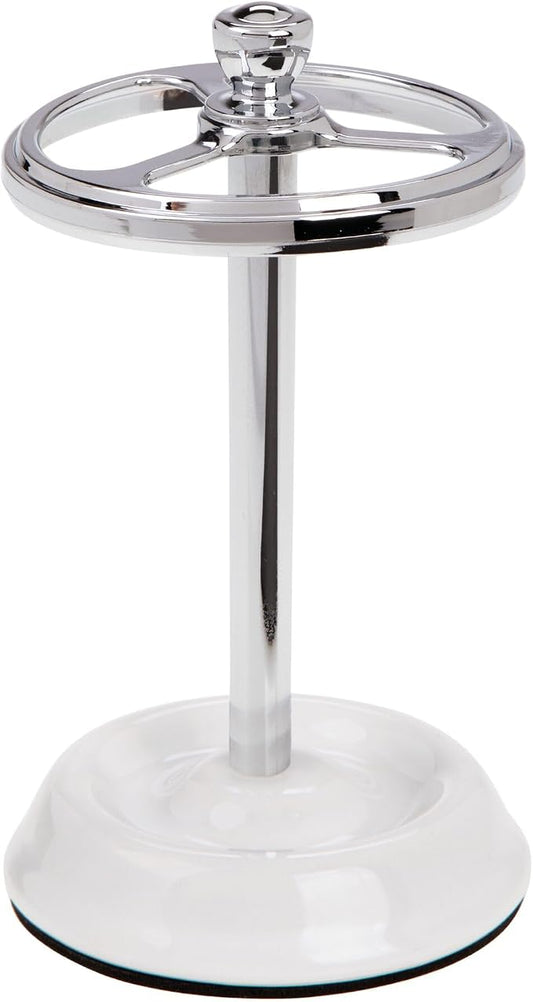 iDesign 3-Section Toothbrush Holder for Bathroom - Toothbrush Stand for Countertop, White/Chrome