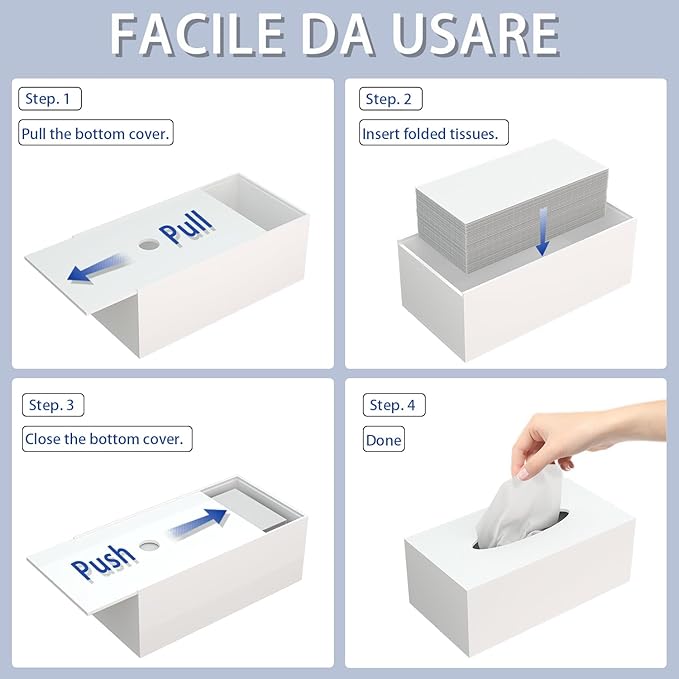 Acrylic Tissue Box Cover Rectangle, PITBVO White Tissue Box Holder, Facial Napkin Dispenser for Bathroom Kitchen Bedroom Office Hotel Use Shiny White