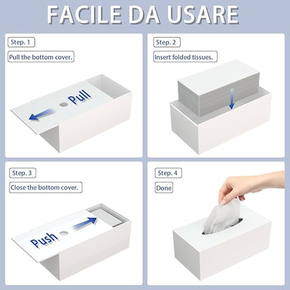 Acrylic Tissue Box Cover Rectangle, PITBVO White Tissue Box Holder, Facial Napkin Dispenser for Bathroom Kitchen Bedroom Office Hotel Use Shiny White