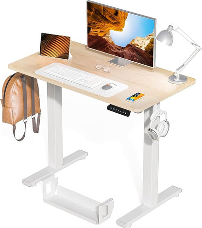 Kingant Standing Desk Height Adjustable Small Electric Stand Up Desks [40 x 24 Inch] - Ergonomic Sit Stand Desk Rising Desks for Home Office Computer Desk Workstation with Cable Management
