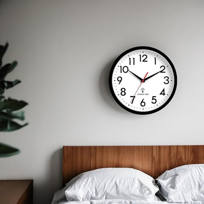 DAXSMY Atomic Wall Clock Analog 12 Inch Battery Operated Modern Decorative for Living Room Kitchen Office Bedroom Bathroom(Black)