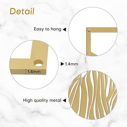 SIGNLEADER Metal Wall Art Decor Zebra Minimalist Modern Abstract Wall Sculpture Hangings Home Decoration for Living Room, Bedroom, Bathroom, Kitchen, Outdoor - 36" Gold