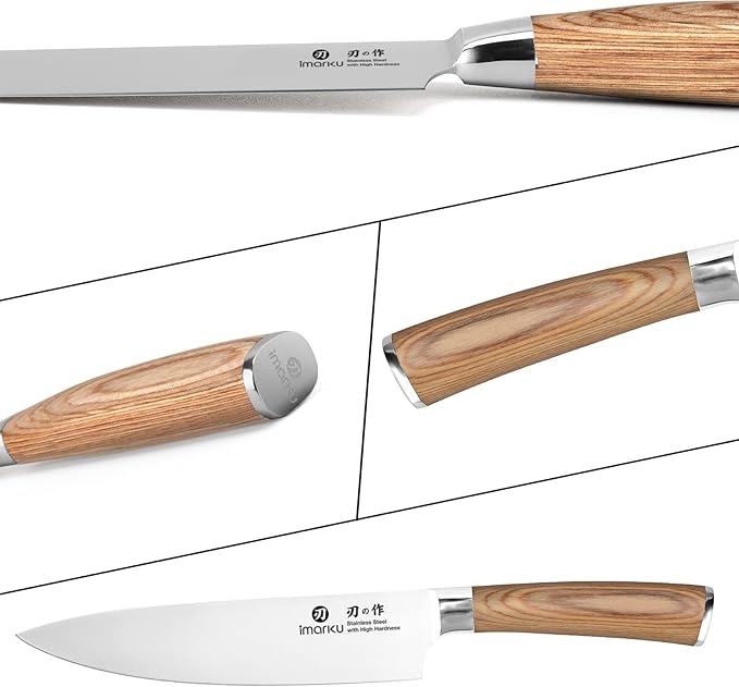 imarku Chef Knife - Pro Kitchen Knife 8 Inch Chef's Knives Japanese SUS440A Stainless Steel Sharp Paring Knife with Ergonomic Handle, Golden Handle, Birthday Gifts for Men and Women,Gyutou Knives