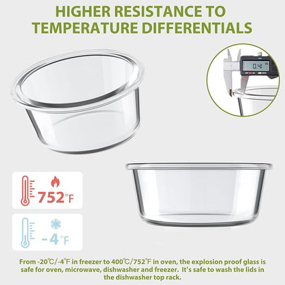 Freshmage 12oz Glass Meal Prep Containers, 1.5 Cup Food Storage Container with Lid Airtight, BPA-Free, Borosilicate Glass Soup Container for Leftovers, Microwave Oven Dishwasher&Freezer Safe (4 Pack)