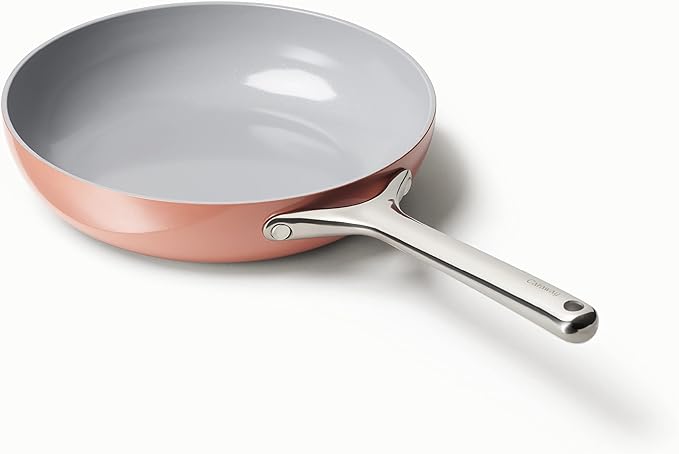 Caraway Nonstick Ceramic Frying Pan (2.7 qt, 10.5") - Non Toxic, PTFE & PFOA Free - Oven Safe & Compatible with All Stovetops (Gas, Electric & Induction) - Perracotta