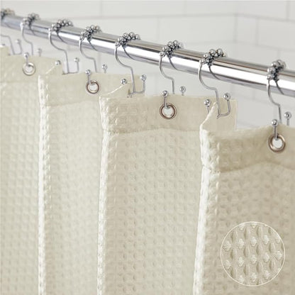 GORILLA GRIP Waffle Shower Curtain, Thick Weighted Fabric, 72x78, Wrinkle and Rust Resistant, Hotel Quality Design, Heavy Duty Long Curtains for Bathroom Showers, Bath Tubs, Machine Wash Ivory Cream