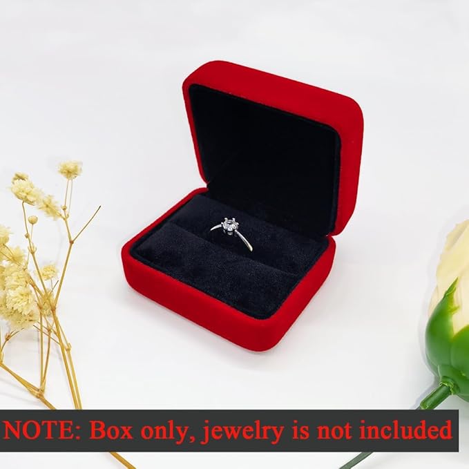 GBYAN 2 Pieces Velvet Ring Box, Jewelry Display Gift Box, Ring Case for Proposal,Engagement, Wedding,Red