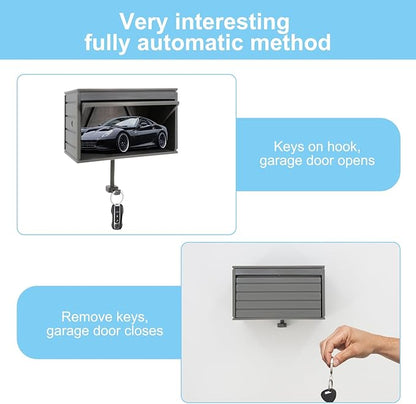 braxan 2 Pack Car Garage Key Holder & Car Key Holder for Wall, Small Toy Car Garage - with Opening Door, Effortless Wall Mount Organizer for Entryway(Grey)
