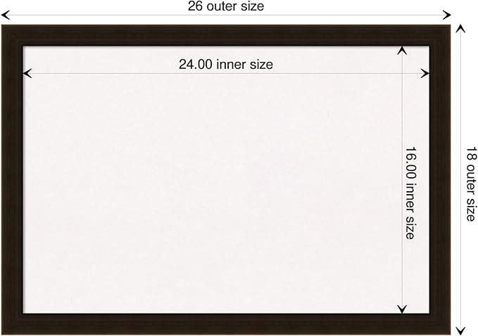 Amanti Art White Cork Board for Wall, 18x26 Vision Board with Brown Wood Frame, Medium Corkboard Office Decor for Home Organization, Rustic Farmhouse Corkboard Pinboard to display items for home