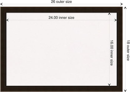 Amanti Art White Cork Board for Wall, 18x26 Vision Board with Brown Wood Frame, Medium Corkboard Office Decor for Home Organization, Rustic Farmhouse Corkboard Pinboard to display items for home