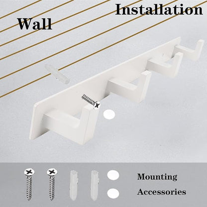 Coat Rack, Heavy Duty Stainless Steel 3 Tri Coat Hook Hanger, Wall Mounted Wall Hooks, Rustic Clothes Hook/Key Hook Rail for Bathroom Kitchen Entryway(2 Pack, 3 Hook White)