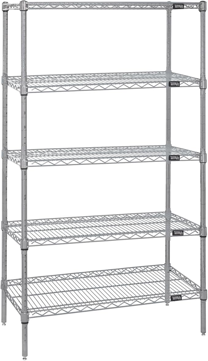 Quantum Storage Systems WR63-3072S-5 Starter Kit Wire Shelves Stainless Steel 5 Shelves 63" H x 72" W x 30" D