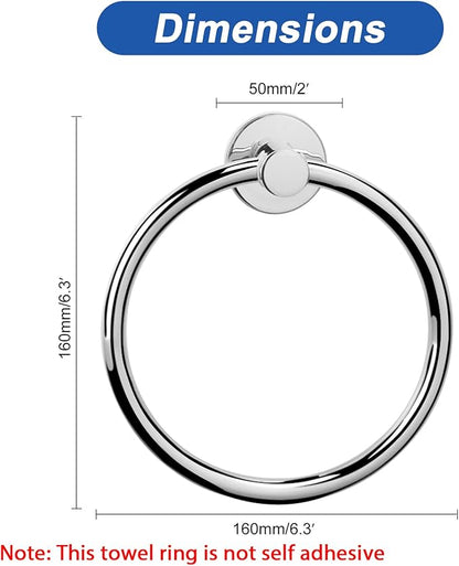 NearMoon Bath Towel Ring, Bathroom Hardware Accessories-Thicken Stainless Steel Hand Towel Holder for Bathroom, Modern Round Towel Hanger Wall Mounted (Chrome, 3 Pack)