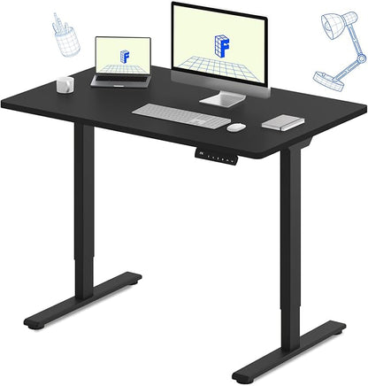 FLEXISPOT E3 Dual Motor Electric Standing Desk 48 x 24 Sit Stand Up Desk, Holds 220 lbs, Adjustable Height w/ Memory Presets, One-Piece Black Desktop & Black Frame, Ships in 2 Boxes