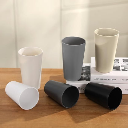 HEYCOME 24 Pcs Unbreakable Plastic Cups Set, 12 Pcs 14 oz and 12 Pcs 20 oz Reusable Plastic Cups, Stackable Water Tumblers, Drinking Cup for Kitchen, BPA-free, Dishwasher and Microwave Safe, 6 Colors