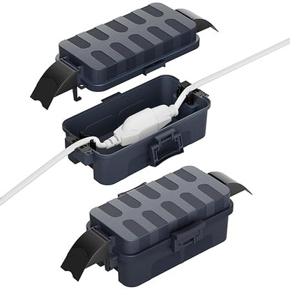Flemoon [2 Pack] IP55 Small Outdoor Electrical Box Waterproof (Inner 5.9 x 3.2 x 1.8inch), Extension Cord Cover with Detachable Awning Covers for Plug, Outlet, Holiday Lights, Gray