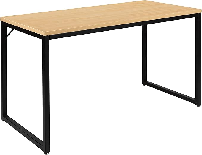 EMMA + OLIVER Industrial Modern Desk-47 L Commercial Grade Home Office Desk-Maple/Black