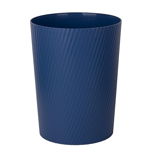 UUJOLY Small Trash Can Wastebasket Garbage Can Container Bins for Bathrooms, Laundry Room, Kitchens, Offices, Kids Rooms, Dorms (Navy Blue)