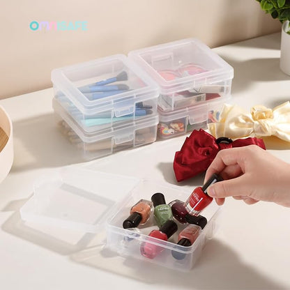 OMNISAFE 12 Pack Small Plastic Hobby Art Craft Organizer, Clear Plastic Storage Containers with Latching Lid, for Pencil Box, Lego, Crayon