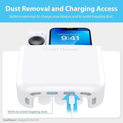 TotalMount Hole-Free Remote Holders – Eliminate Need to Drill Holes in Your Wall (for 2 or 3 Remote Controls – White – Quantity 2)