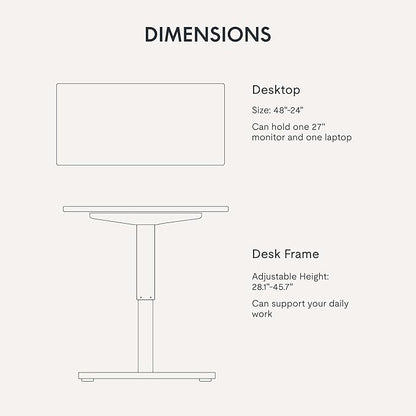 FLEXISPOT EN1 One-Piece Standing Desk with 1-Inch Thick Seamless Desktop, 48"x24" Electric Height Adjustable Desk for Home Office, Multi-Monitor Setups & Easy Assembly, Rustic Brown